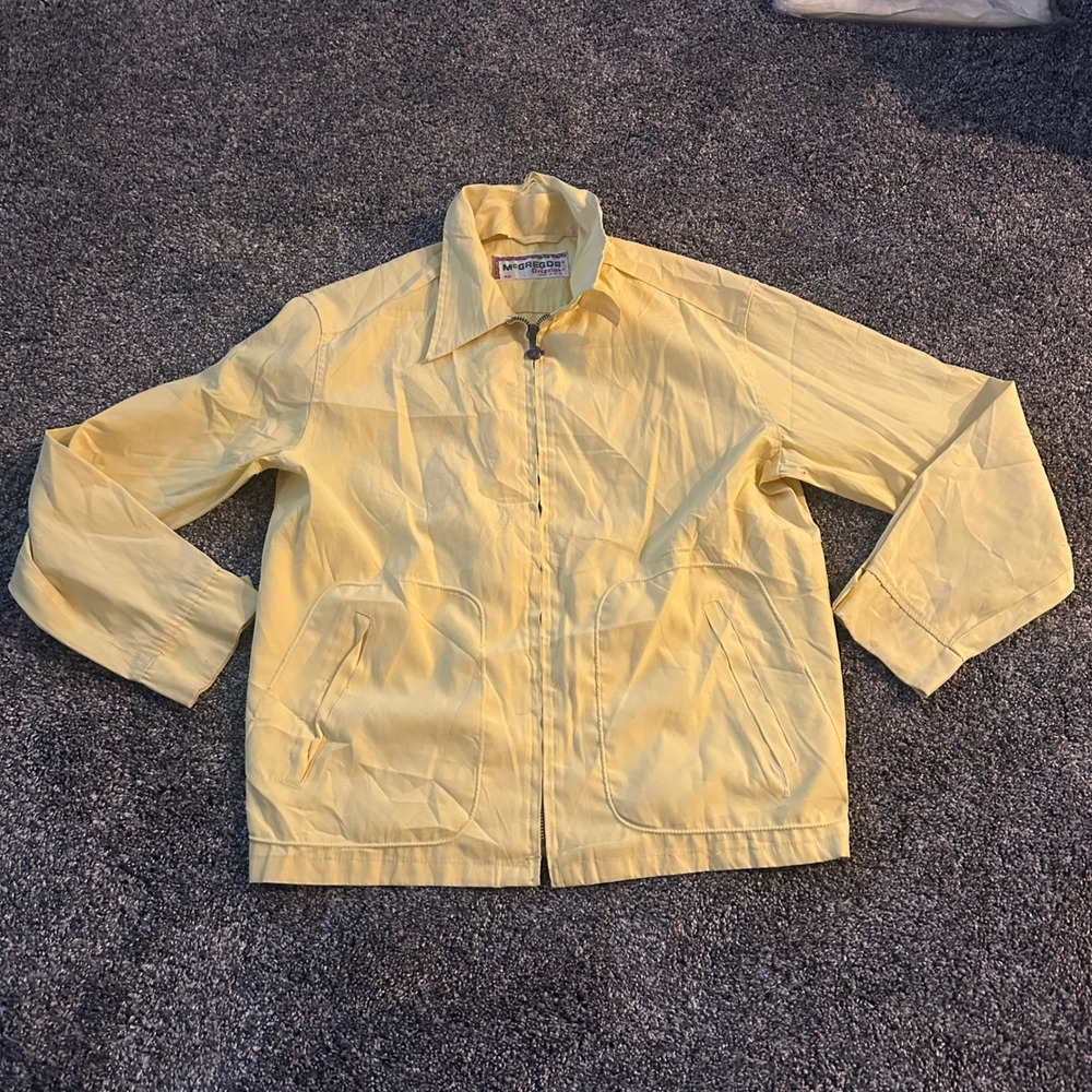Vintage McGregor Drizzler Jacket Mens 42 Yellow Lightweight Zip Front Casual 70s